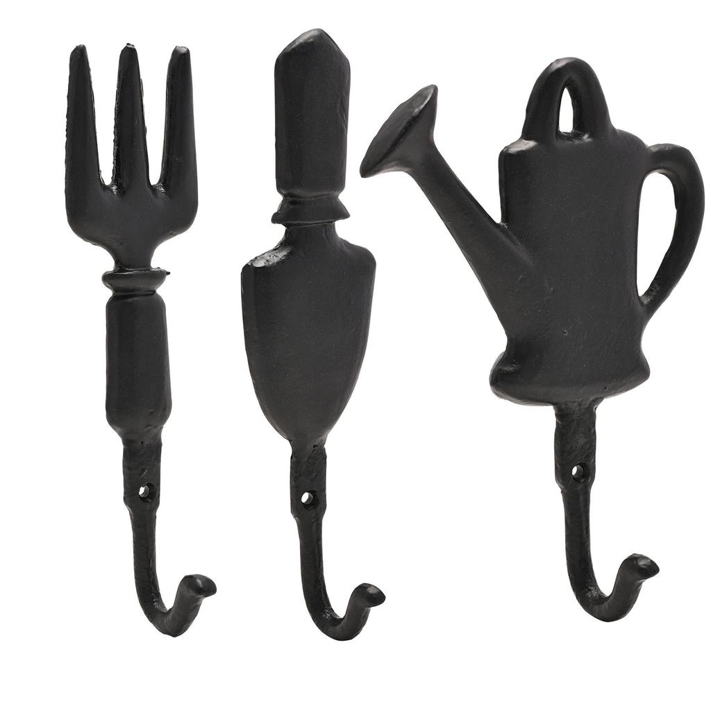 Set of 3 Country Living Cast Iron Wall Hooks - Garden Tools