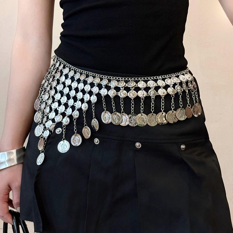 Metal Tassel Waist Chain Vintage Silver Bohemian Style Waistband Body Jewelry Waist Jewelry Ethnic Style Belt
