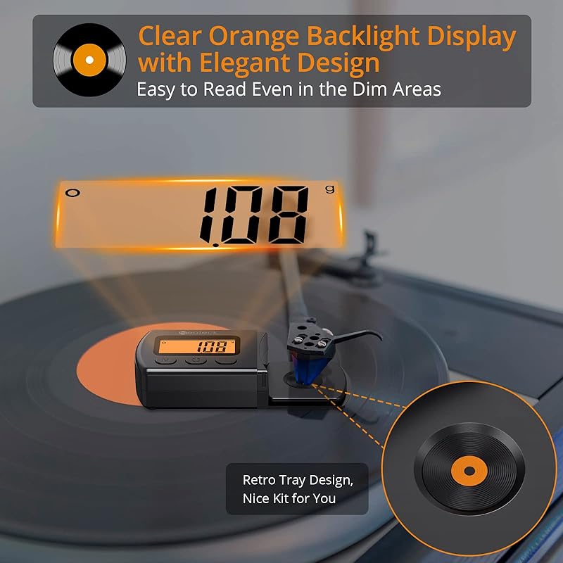 Neoteck Needle pressure gauge for record player 0-5g measurement range High precision digital LP stylus force meter record Comes with storage case 18