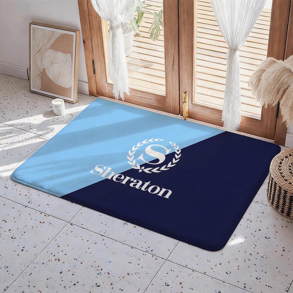 Hotel H Sheraton Hotel Floor Mat Eco Flannel Doormat Non Slip Odorless Indoor Floor Rug Soft Short Plush Home Mat