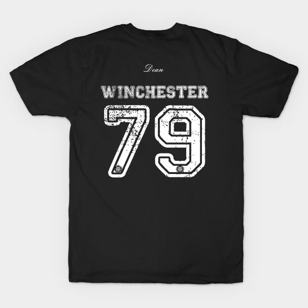 Men Black Print T-shirt Dean Winchester No-Cut Heat Transfer Print Cotton Tshirt