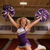 Cheer Squad Accessories 2 Pcs Cheerleader Pom Poms Metallic Holographic with Mini Cheerleading Balls Handle Ring for Sports Team Spirit Party