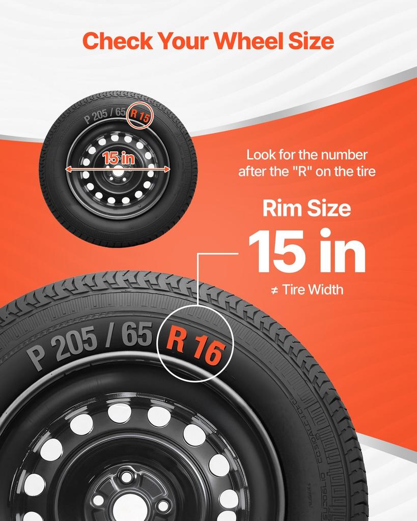 Hubcaps Wheel Covers, 15 Inch Set of 4 Wheel Rim Cover Hubcaps OEM Replacement, R15 Size Snap On Car Hub Caps, Universal 10-Spoke ABS Tire Rim Caps
