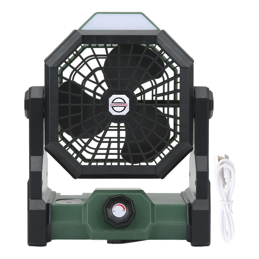 Outdoor Camping Fan ABS Stepless Lighting Portable 7800mah 5V Rechargeable Light for Traveling Black and Green