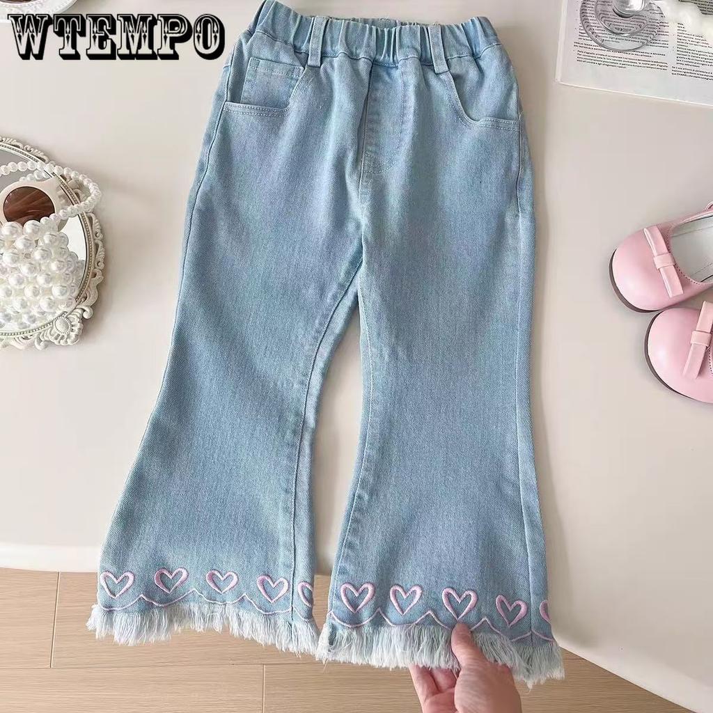 Girl's Love Lace Jeans Autumn Children's Fashion Dress Girl Baby Horn Pants