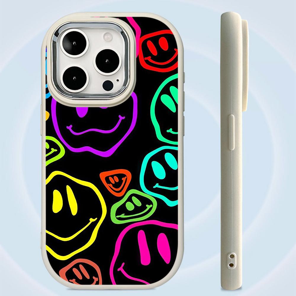 Чехлы для телефонов Ae88 Lovely Smiley Art для Samsung A13 A32 A53 A04e A54 S23 S24 Ultra Infinix Hot 40i Huawei P30 Pro, металлическая защитная задняя крышка для камеры