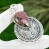 Sisters Day Sale 925 Silver Pear Rhodonite Gemstone Bezel Wife Pendant Jewelry