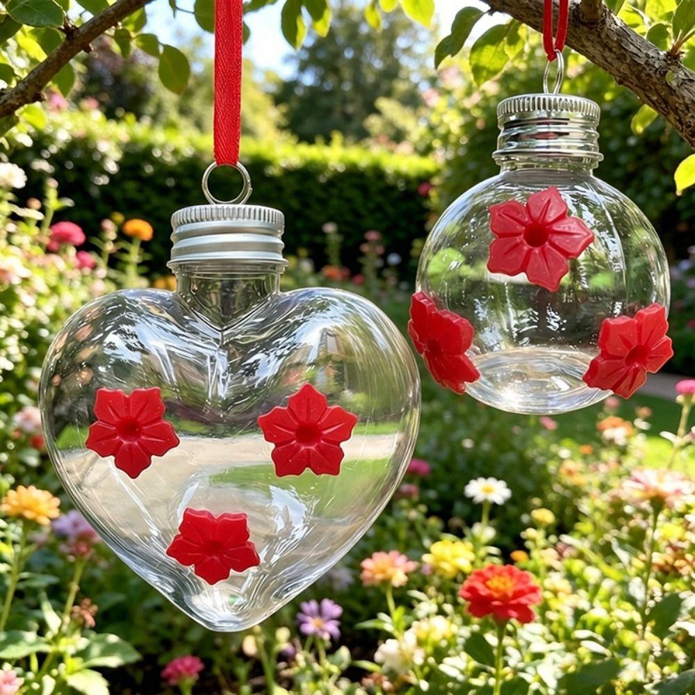 Three Hole Bird Hanging Water Feeder Transparent Birds Water Dispenser Indoor Outdoor Decor