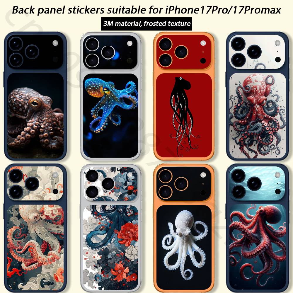Наклейка-скин 'Осьминог TICKET' для iPhone 17 Pro/Pro max Защитная пленка для задней панели, рамки, камеры