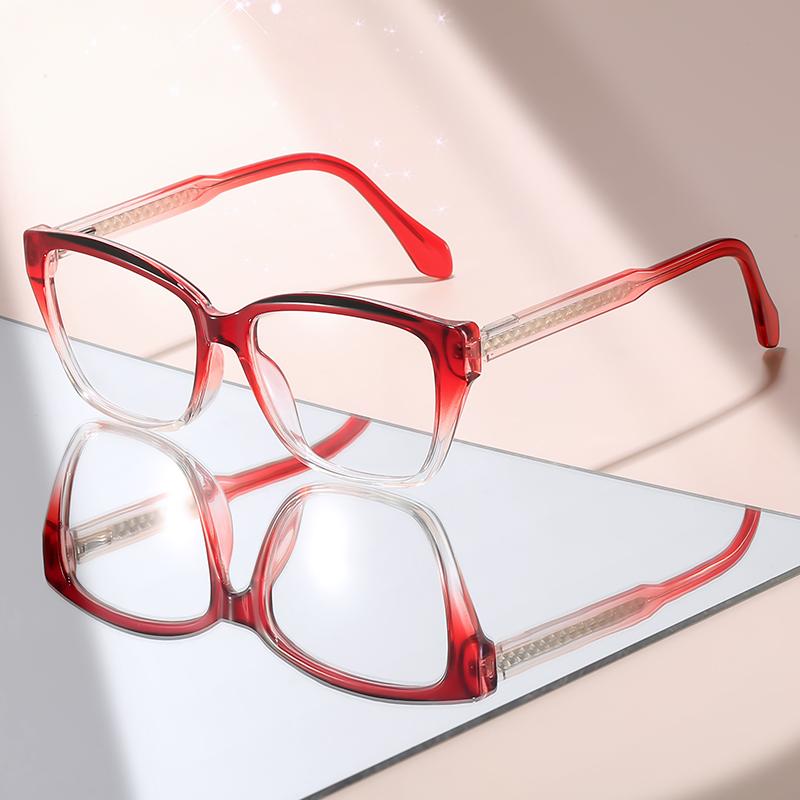 2026 Trend Light Blue Transparent Cat Eye Glasses with Yellow Accents, Anti Blue Light Eyewear for Women's Daily & Office Wear