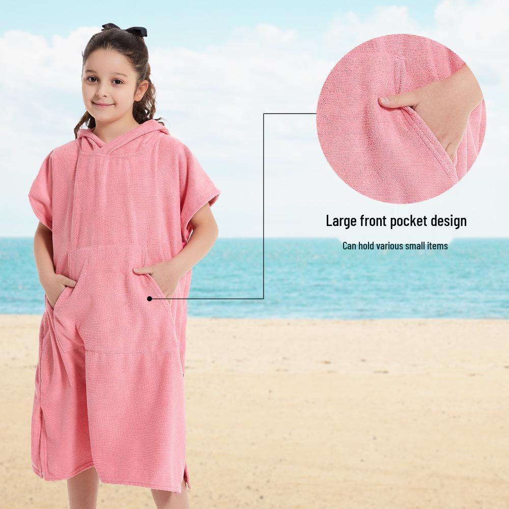 Microfiber Kids' Quick-Dry Hooded Bath Poncho Towel for Swimming and Surfing - Windproof and Warm