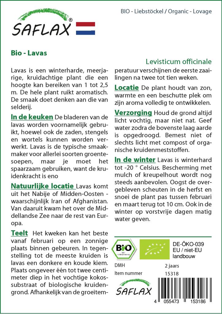 SAFLAX Garden in the Bag - Органический - Любисток - 100 семян - С субстратом в удобном стоячем пакете - Levisticum officinale