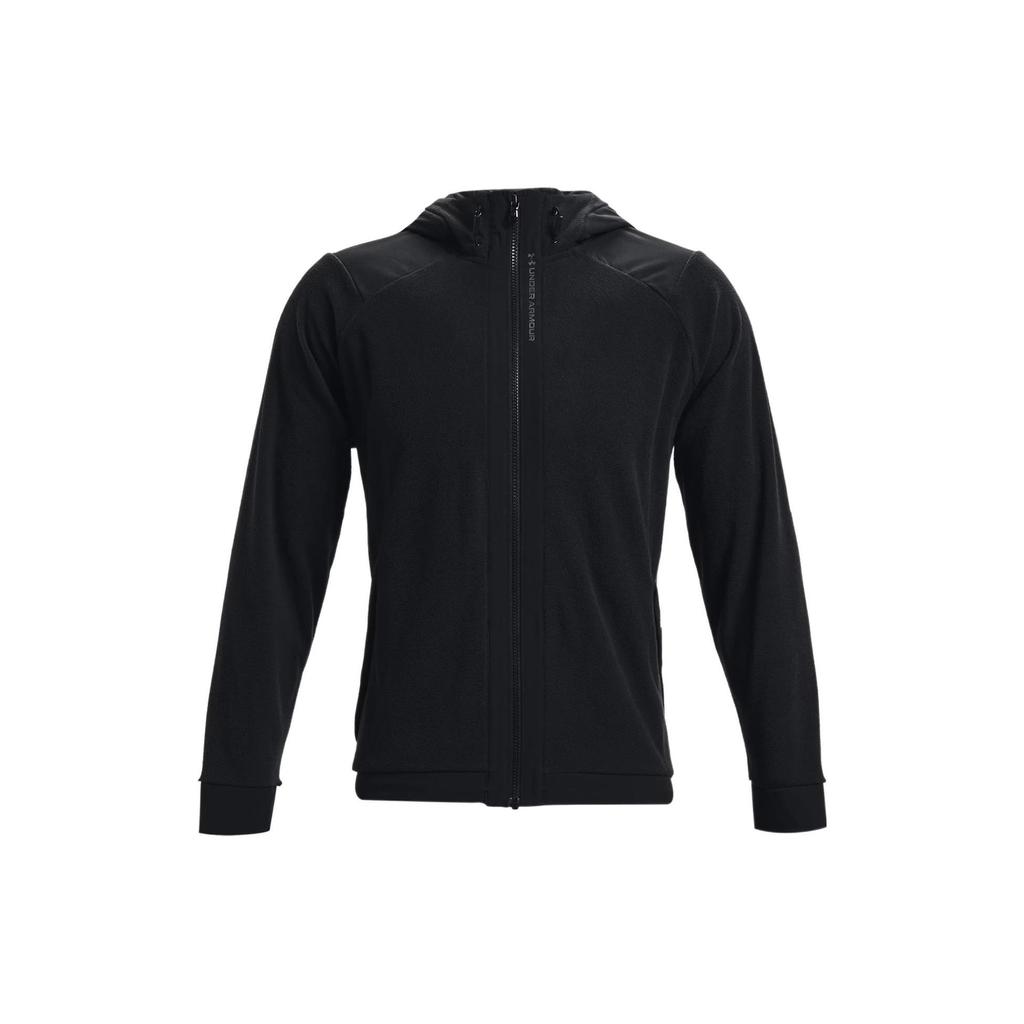 Under Armour Мужская однотонная флисовая куртка Rush Series с капюшоном на молнии, черная 1366178-001
