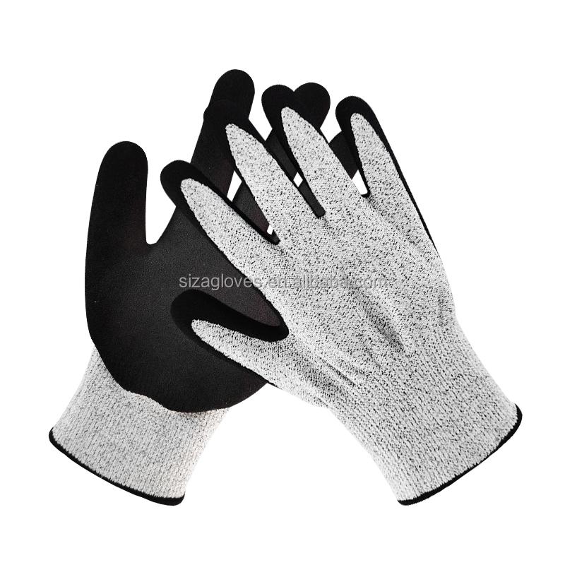 Factory 13G A3 Cut Resistant Sandy Nitrile Palm Coated Work Safety Gloves HPPE Anti-Cut Protection for Industrial Use