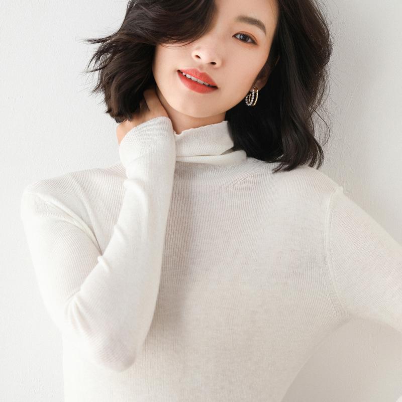 Women's Slim Fit High Neck Wool Base Layer Sweater - Autumn/Winter Collection