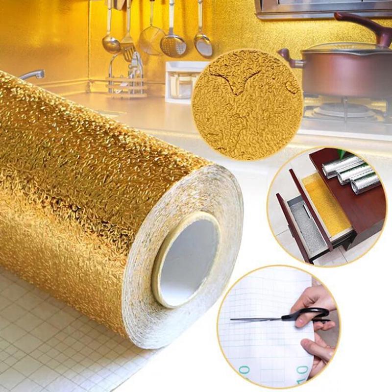 Gold Wall Sticker Waterproof Oil proof Dust proof Aluminum Foil Heat resistant