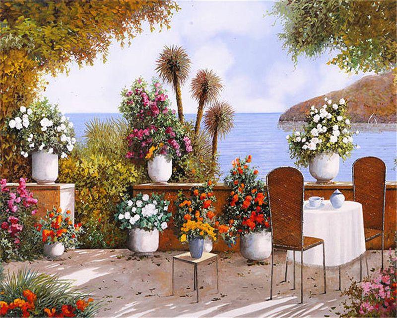 RUOPOTY Раскраска по номерам Городской пейзаж для гостиной на холсте Уникальный подарок Акриловая картина по номерам Дом