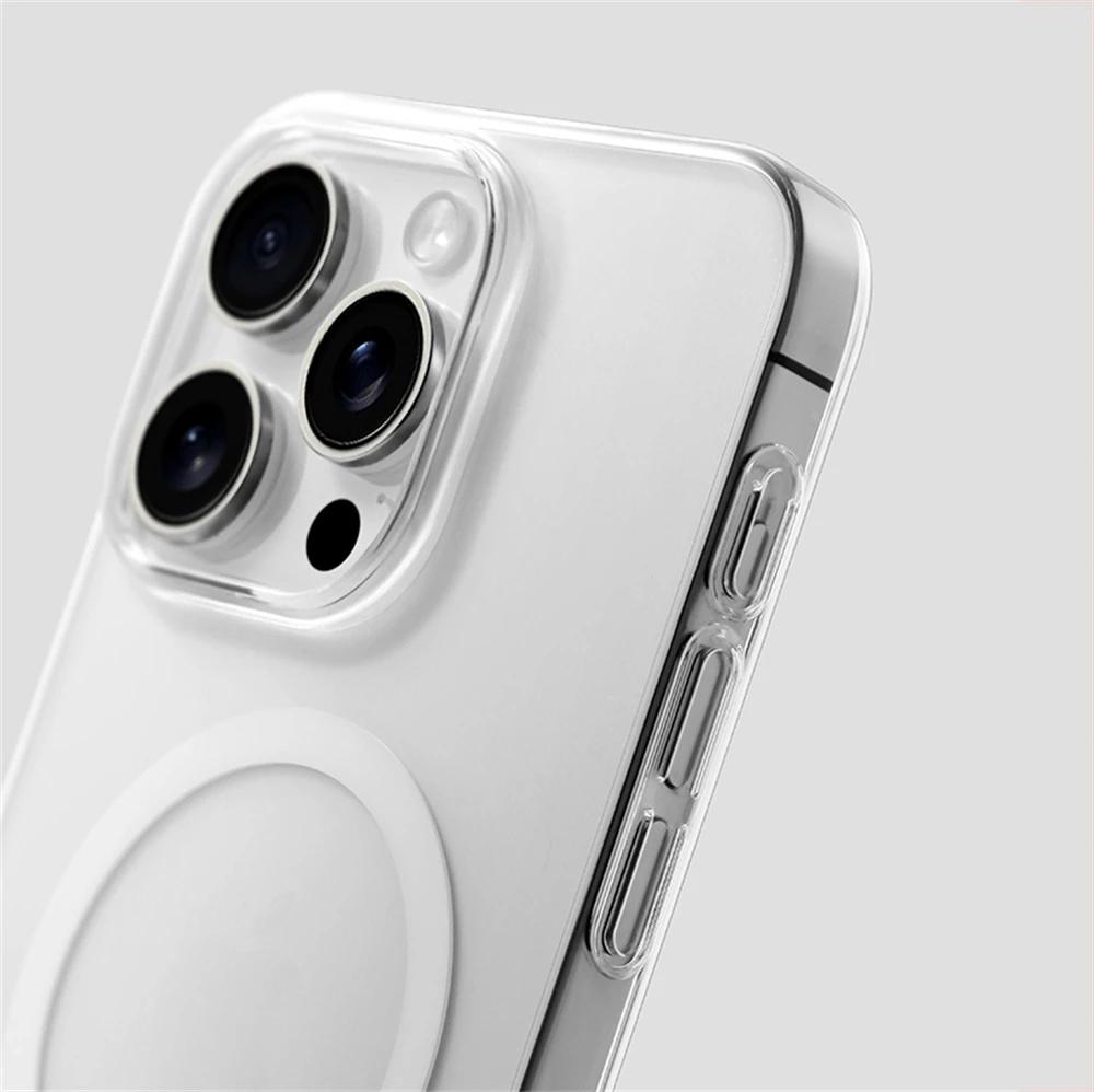 Прозрачный Ультрапрочный Магнитный Чехол для Телефона для iPhone 16 Pro Max 11 14 15 -Защитный Прозрачный Чехол, Устойчивый к Пожелтению