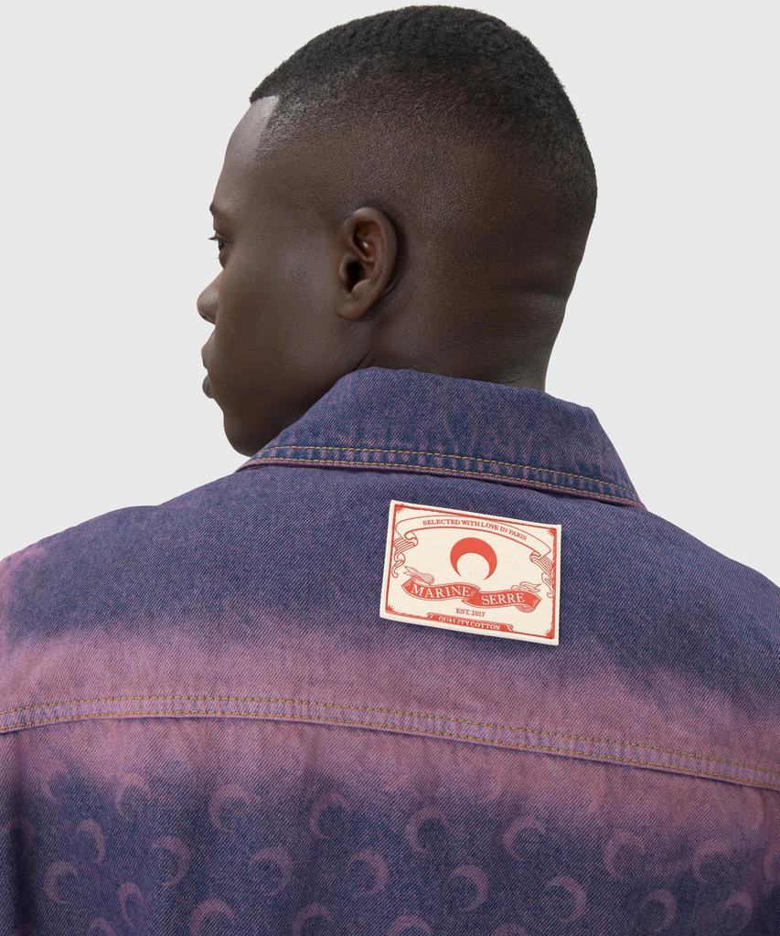 MARINE SERRE (M) Moon Laser Denim Workwear Shirt Lavender Moon Laser Denim Workwear Shirt Pu20 Lavender