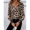 Fashion V-neck Leopard Print Long Sleeved Women Blouse Loose Casual Office Simple Chiffon Shirt Casual Simple Streetwear Elegant Top Clothing