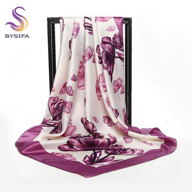 [BYSIFA] China Style Blue White Silk Scarf Cape  New Design Ladies Muslim Head Scarf Printed Fashion Accessories Satin Scarf