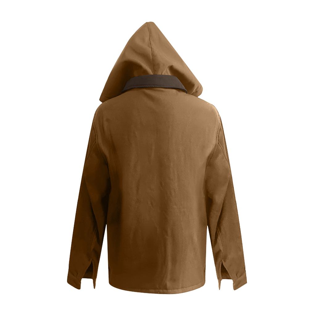 Men's Solid Color Zipper Pocket Hooded Sweatshirt Jacket Cardigan Men's Casual Jacket Cardigan