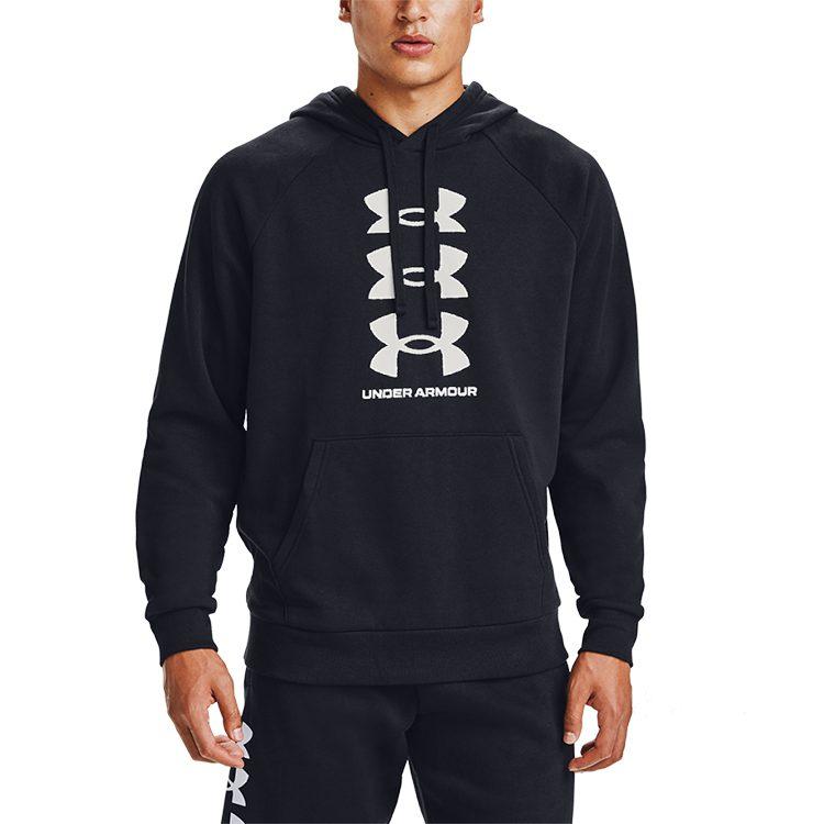 Under Armour Rival Sweatshirts Men's Black Hooded Moderate Regular 1357094-001