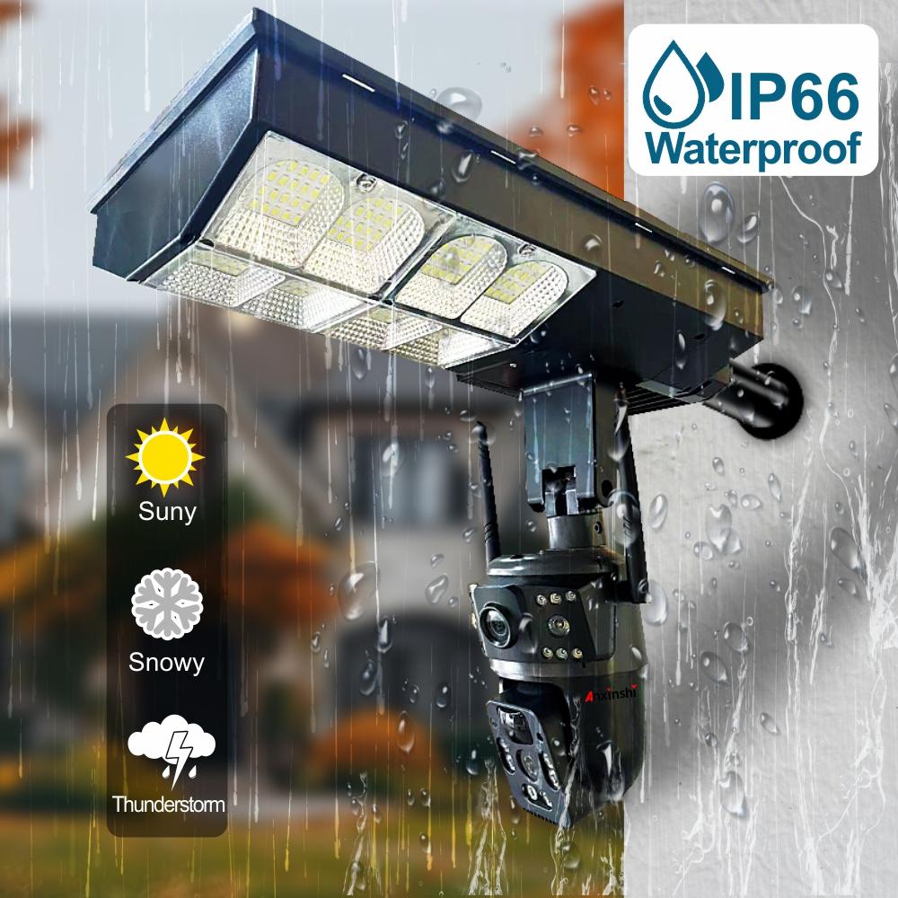 Solar Street Light Three Screen Monitoring Camera, Outdoor Day and Night Full-color Mobile Phone Remote Wireless Camera