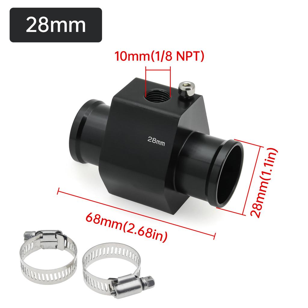 40-120 Celsius Car 52mm Water Temperature Gauge with Adaptor Joint Pipe Radiator 1/8NPT Sensor Racing Water Tank Level Indicator Coolant Temperature