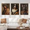 French Bulldog Chihuahua Poodle Dogs Royal Portrait Canvas Painting Print Art Posters Vintage Wall Art Mural for Home Decor