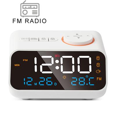 Mordern FM-радио светодиодный будильник для пробуждения у кровати цифровой настольный календарь с температурным термометром и гигрометром влажности