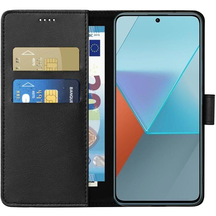 Coque Noir pour Xiaomi Redmi Note 13 PRO 5G - Portefeuille Rabat Clapet Aimanté Rangement Cartes Phonillico®