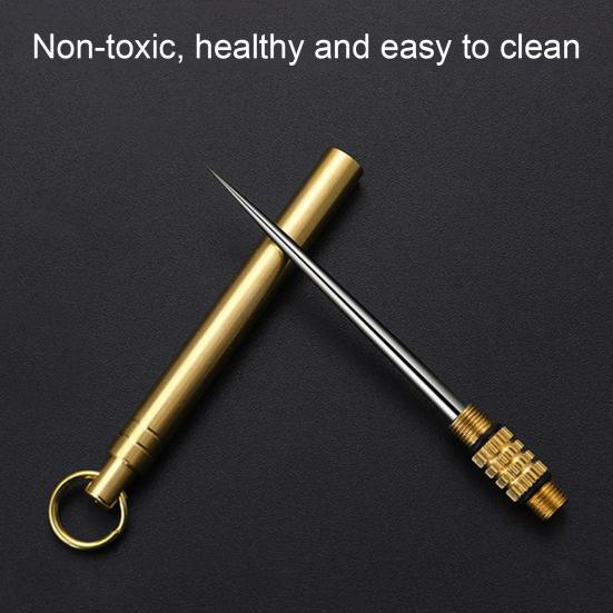 Yousheng Portable Titanium Alloy Toothpick Reusable Food Grade Metal Toothpick Multi-functional Travel Detachable Pocket Tooth Pick Keychain Pendant