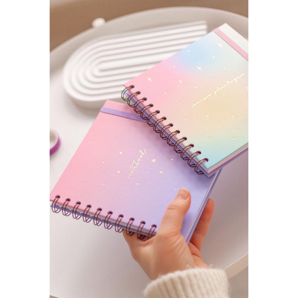 Квадратный набор 15x15 см из 2 спиральных ежедневников на неопределенный срок и блокнота Rainbow