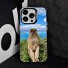 Забавный Милый Чехол-Обезьянка Для iPhone 11,12,13,14,15,16,17,Pro,Max,Plus,E,Air,Mini IMD Матовый Черный