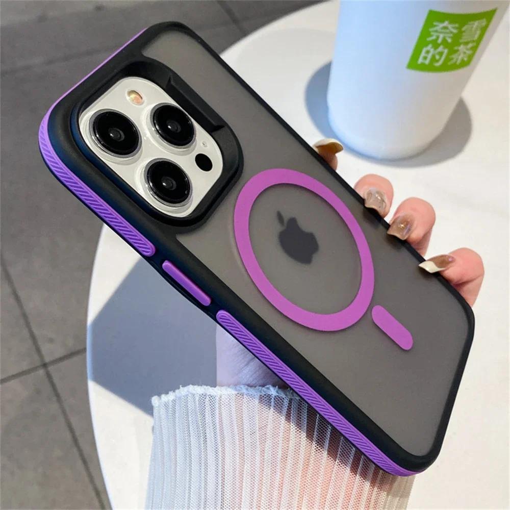 Matte Translucent Armor Shockproof Case For For Iphone 16 1 14 Plus 13 12 11 Pro Max Magnetic Wireless Charge Cover
