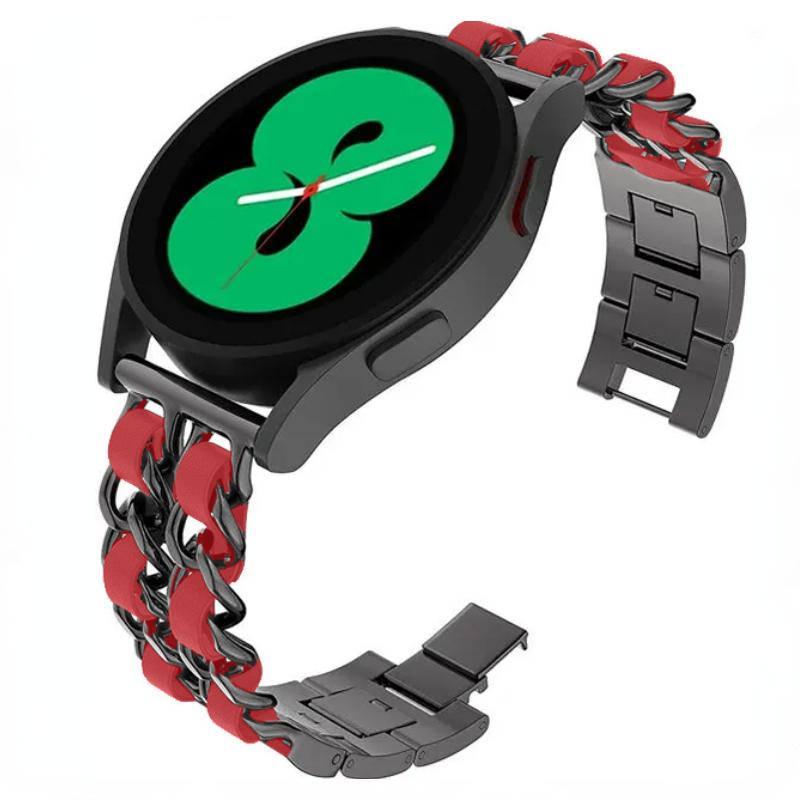 22 мм 20 мм Кожаный+Металлический ремешок для Samsung Galaxy Watch 7 6 5 4 40 мм 44 мм Сменный браслет для Huawei Watch GT6/5/4 46 мм Ремешок