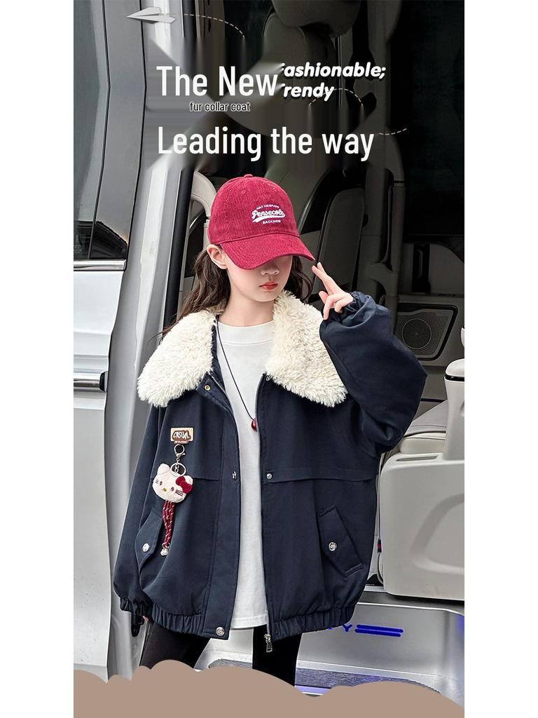 Девичье стеганое пальто - 2025 Осень/Зима Модная утолщенная хлопковая куртка для больших детей