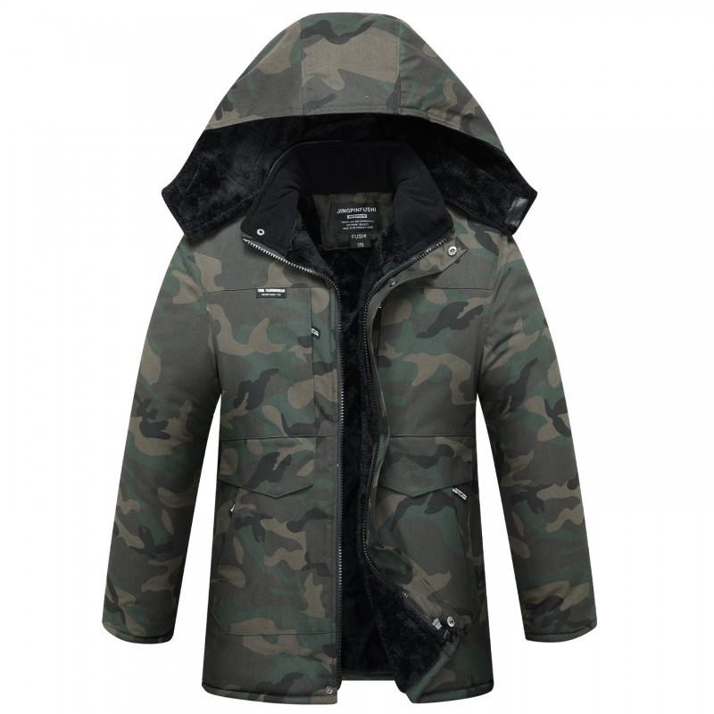 Velvet Thick Camouflage Cotton-padded Jacket Outdoor Mid-long Men's Cold Storage Cold-proof Labor Protection Wear-resistant Overalls