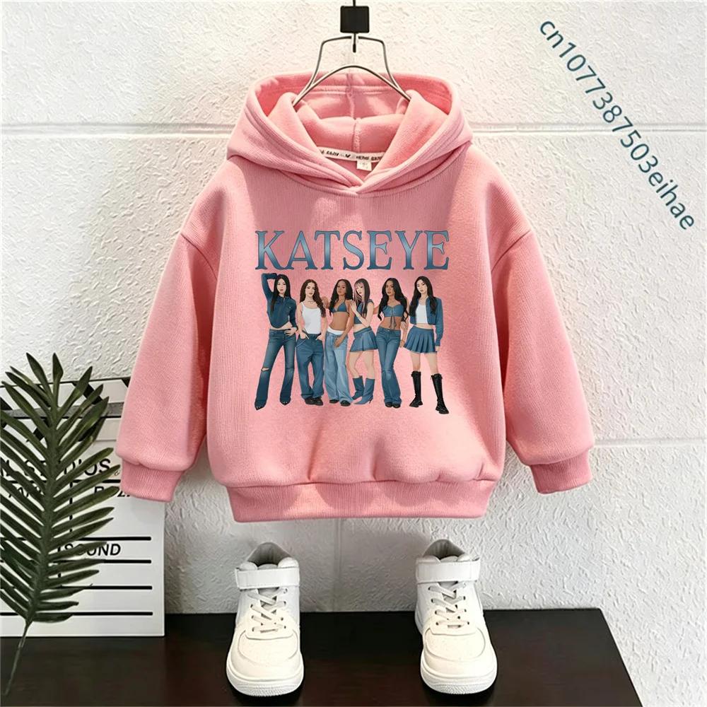 Kpop KATSEYE Hoodies Sweatshirt Kids Clothes Boy Girls Casual Hooded Pullover Casual Tops Fashion Outfits Children's Clothing