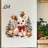 Seasonal Home Wall Ornaments Christmas Deer Sticker, PVC Waterproof Animal Decal, Peel and Stick Removable Tree Stickers Art Decor for Holiday Living