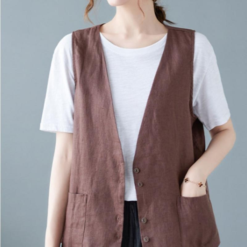 Магазин Женский Летний Жилет из Льна с Пуговицами Y laYered Vest Won Wvs Wbfae5a