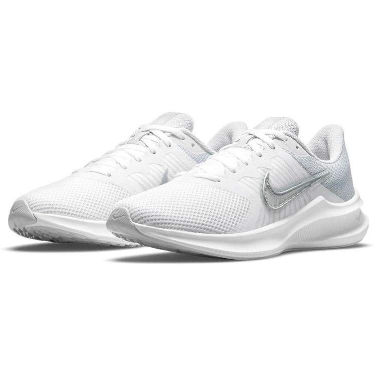 Nike Downshifter 11 белые металлические серебристые женские кроссовки Pure-Platinum Wolf-Grey CW3413-100