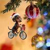 Dachshund Christmas Pendant Acrylic Dog Ornament for Christmas Tree Cute Biker Dachshund