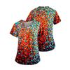 Women's Fashion Printed Work Uniform With Pocket T-Shirt Short Sleeve Top