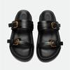 Fashion Luxury Brand Designer Platform Slippers for Women Summer High Quality Soft Leather Metal Buckle Slide Sandals Beach Flat Shoes