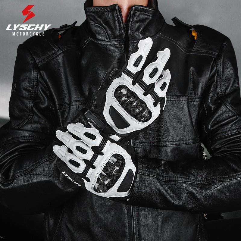 Motorcycle Riding Gloves Carbon Fiber Protection Genuine Leather Breathable Unisex Adult Cycling Gear