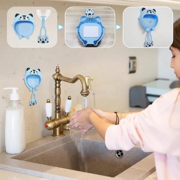 1/2 шт., детская зубная щетка в форме буквы U на 360° для детей от 2 до 12 лет, детская силиконовая зубная щетка с мягкой щетиной, настенный артефакт, щетка для чистки зубов с мультяшными животными