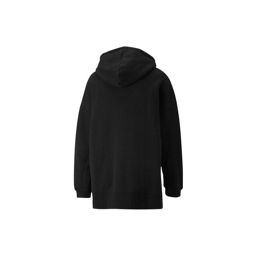 Puma Solid Color Embroidered Logo Hoodie Women Tops Black 533421-01