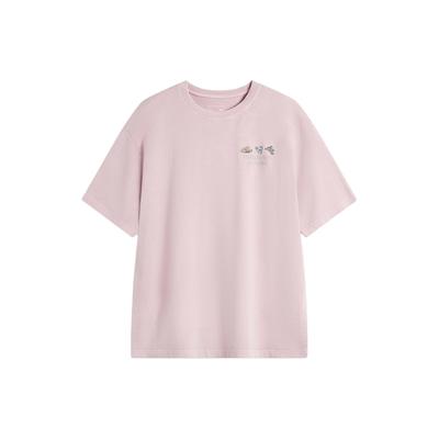 Li Ning Sports Fashion Series Футболка мужская с принтом букв, свободного кроя, с круглым вырезом и коротким рукавом, светло-розовая AHSUA29-3